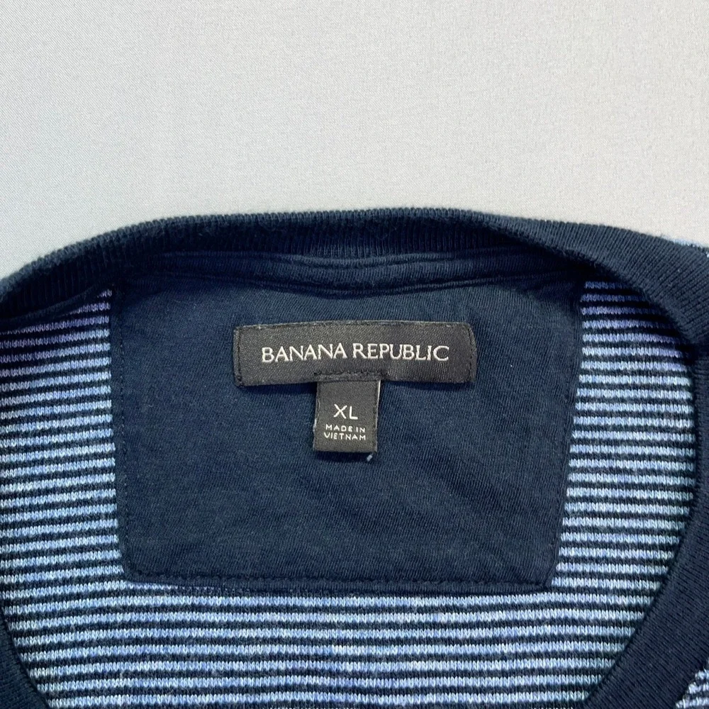 Banana Republic Henley Shirt Striped Long Sleeve Casual Top XL Boho Grunge Retro